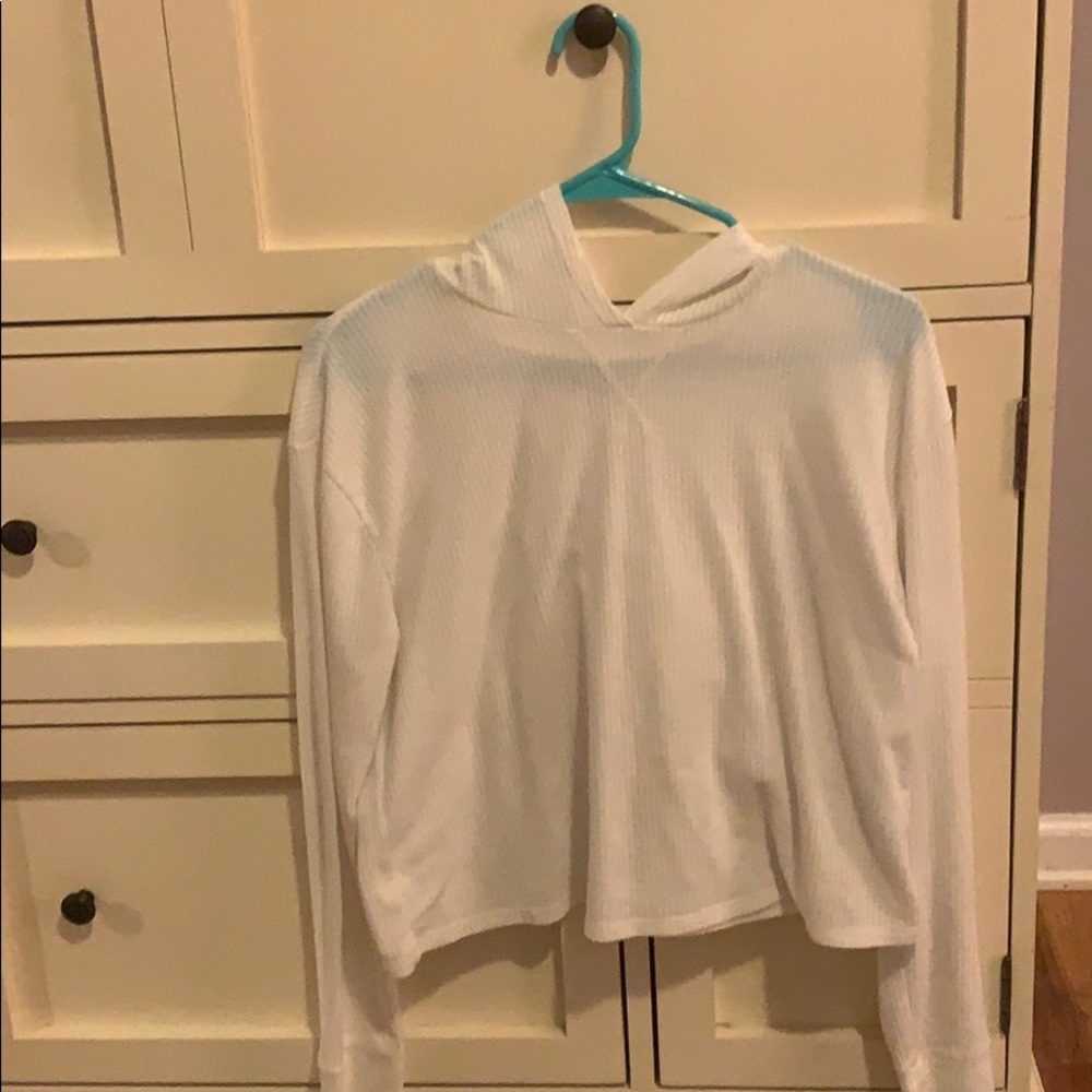 White cropped Hollister hoodie